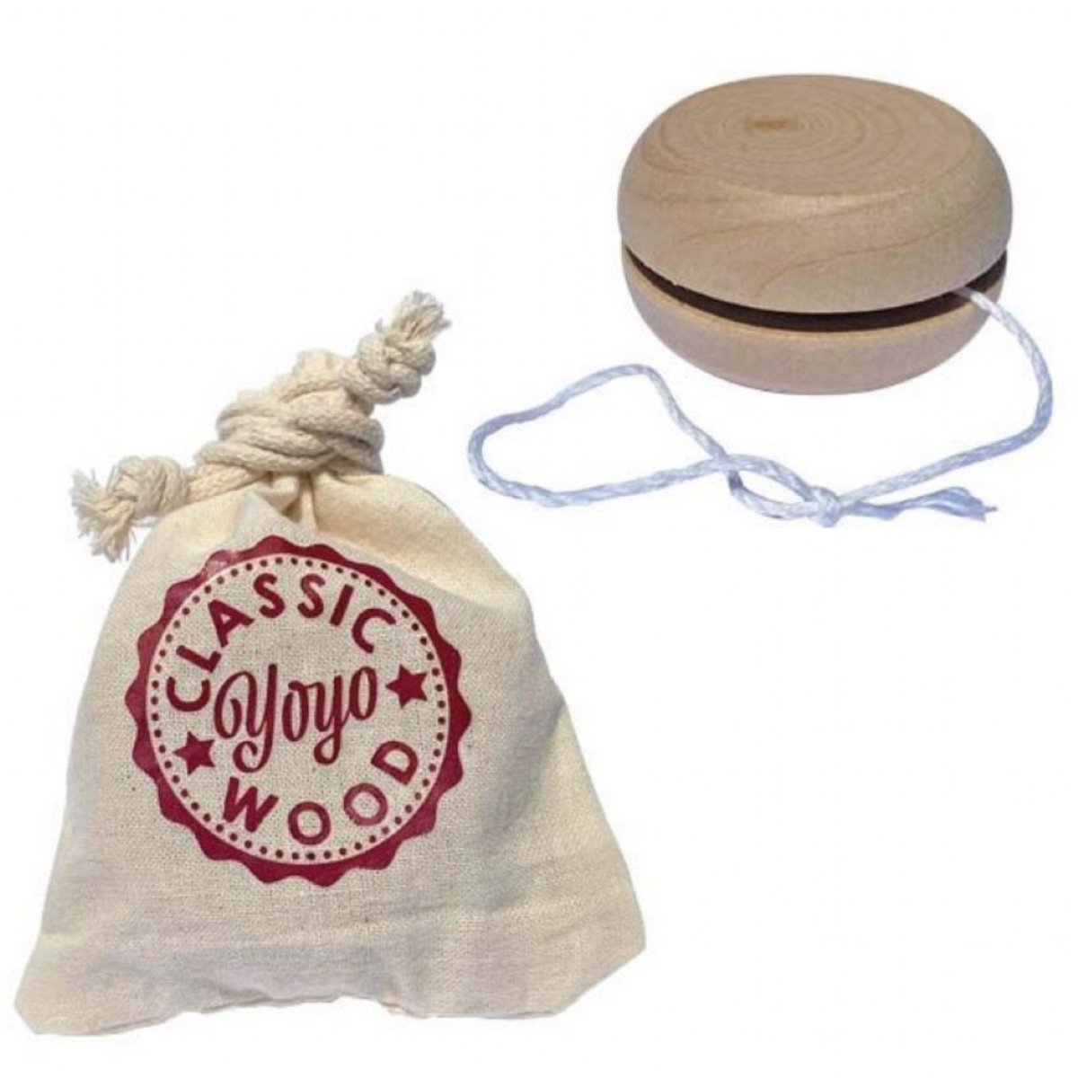 Wooden YoYo 5.5cm In Cotton Bag - Kids Party Craft