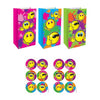 Yellow Smile Paper Party Bags with Stickers (12 pack) - Kids Party Craft